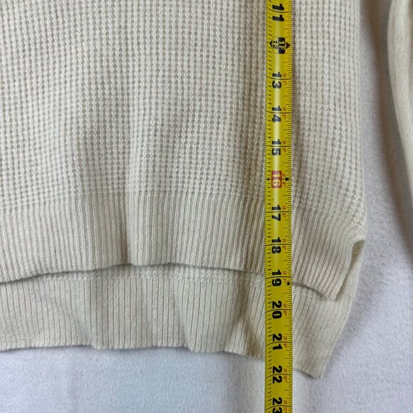 Halogen Womens V-Neck 100% Cashmere Sweater XS Cream Textured Knit Long Sleeve - Picture 7 of 13